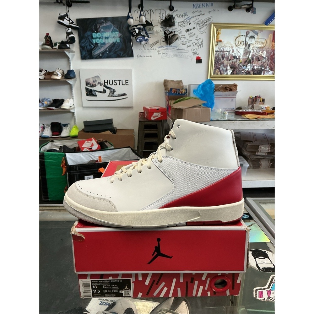 Air Jordan 2 Retro SE Nina Chanel Abney White Gym Red DQ0558-160 Womens 13 11.5M